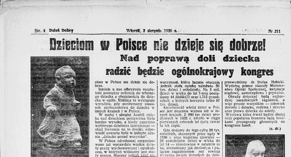 Headline of an article from the journal Dzień Dobry, no 211 (2.08.1938); source: Polona Digital Library, public domain Headline of an article from the journal Dzień Dobry, no 211 (2.08.1938); source: Polona Digital Library, public domain