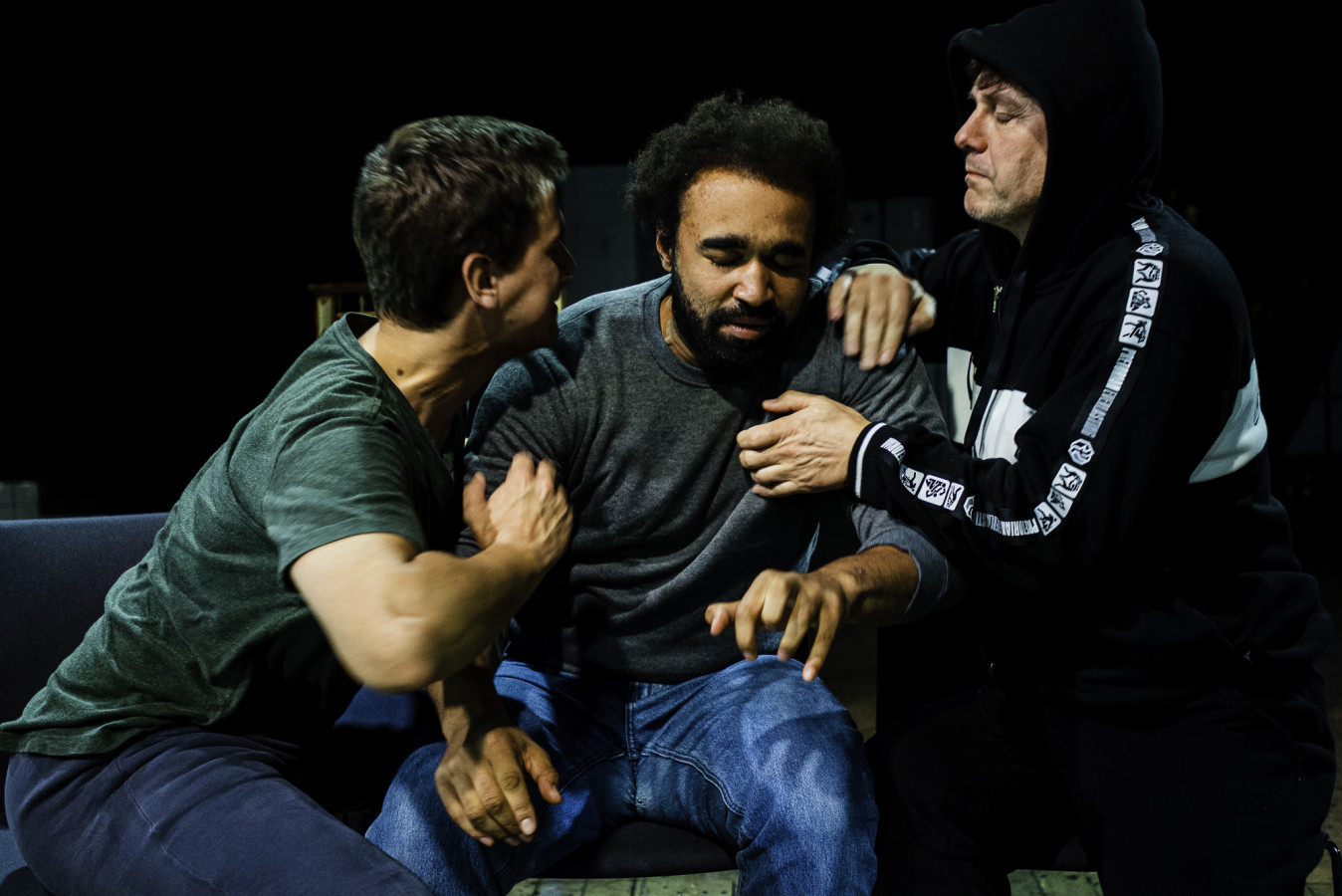 Teatr im. Jana Kochanowskiego w Opolu, Black Skin, White Masks: Leszek Malec, Wiktor Bagiński, Karol Kossakowski; photo: Monika Stolarska Teatr im. Jana Kochanowskiego w Opolu, Black Skin, White Masks: Leszek Malec, Wiktor Bagiński, Karol Kossakowski; photo: Monika Stolarska