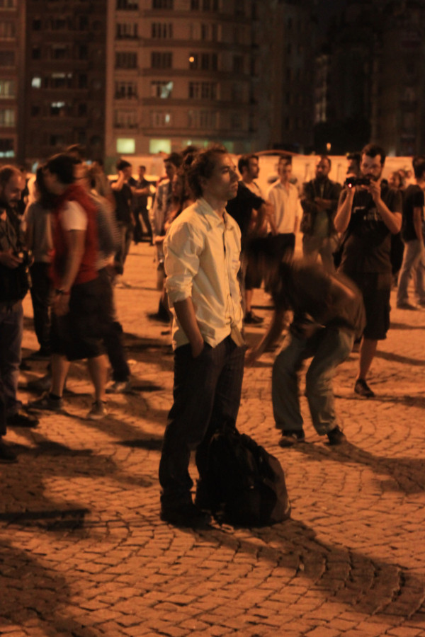 Erdem Gündüz silently protesting on Taksim Square; photo: © Jwslubbock